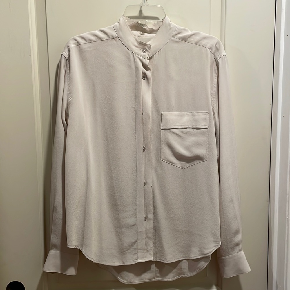 Equipment long sleeve silk top, size S